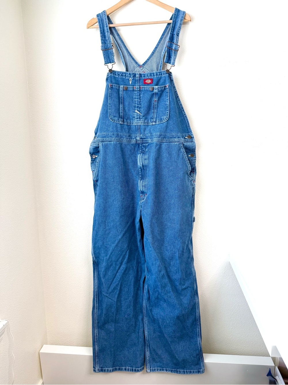 Dickies Denim Bib Overalls Men 38x30 Blue Workwear Carpenter Dungarees 8396SNB